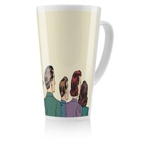 Benjamin Tate Design A crowd of spectators stand back retro style pop art Designer Latte Mug in Natural | Size: 100 cm