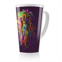 Benjamin Tate Design lion's head on a purple background in popart style Designer Latte Mug in Natural | Size: 100 cm