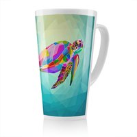 Benjamin Tate Design geometric blue water ocean Designer Latte Mug in Natural | Size: 100 cm