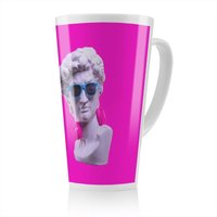 Benjamin Tate Design Plaster statue of David's head in blue sunglasses Designer Latte Mug in Natural | Size: 100 cm