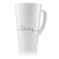 Benjamin Tate Design Text Wellbeing Designer Latte Mug in Natural | Size: 100 cm