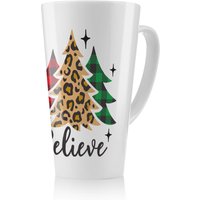 Benjamin Tate Design Christmas Trees With Leopard Print Dining Latte Mug in Natural | Size: 100 cm