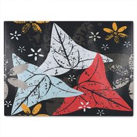 Benjamin Tate Design Leaves & Flowers Autumn Pattern Glass Chopping Board in Natural