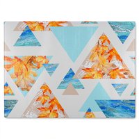 Benjamin Tate Design Triangles With Maple Oak Leaves Marble Glass Chopping Board in Natural