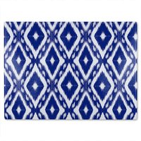 Benjamin Tate Design Tribal Art Ikat Ogee In Traditional Classic Blue Glass Chopping Board in Natural
