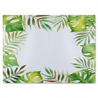 Benjamin Tate Design Border Of Botanical Leaves Glass Chopping Board in Natural