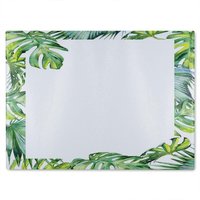 Benjamin Tate Design Botanical Leaves Border Glass Chopping Board in Natural