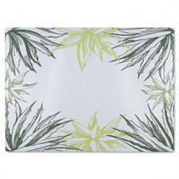 Benjamin Tate Design Green Leaf Border Glass Chopping Board in Natural