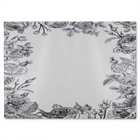Benjamin Tate Design Hand Drawn Roses Glass Chopping Board in Natural