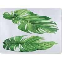 Benjamin Tate Design Twin Botanical Leaves Glass Chopping Board in Natural