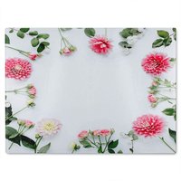 Benjamin Tate Design Scattered Flowers Glass Chopping Board in Natural