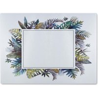 Benjamin Tate Design Square Tropical Border Glass Chopping Board in Natural