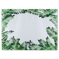 Benjamin Tate Design Green Botanical Leaves Glass Chopping Board in Natural