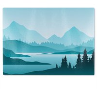 Benjamin Tate Design Abstract mountain landscape Designer Glass Chopping Board in Natural