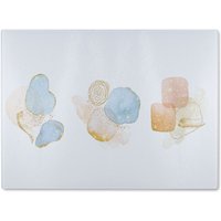 Benjamin Tate Design Beige watercolor illustration & elements Designer Glass Chopping Board in Natural