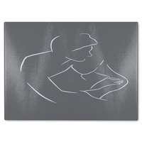 Benjamin Tate Design Drawing of a couple in one line Designer Glass Chopping Board in Natural