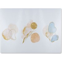 Benjamin Tate Design Blue, white, beige watercolor illustration & elements Designer Glass Chopping Board in Natural