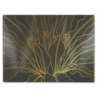 Benjamin Tate Design Monstera plant line art Designer Glass Chopping Board in Natural