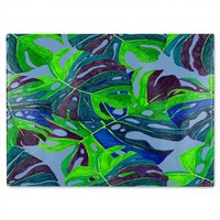 Benjamin Tate Design Hand drawn exotic plants Designer Glass Chopping Board in Natural