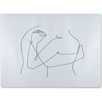 Benjamin Tate Design line art hug Designer Glass Chopping Board in Natural