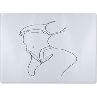 Benjamin Tate Design line art of femail body Designer Glass Chopping Board in Natural