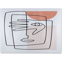 Benjamin Tate Design line drawing of face & hand Designer Glass Chopping Board in Natural
