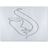 Benjamin Tate Design Line Face drawing Designer Glass Chopping Board in Natural