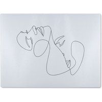 Benjamin Tate Design Man & woman touch by one line Designer Glass Chopping Board in Natural