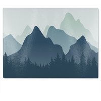 Benjamin Tate Design Mountain landscape illustration Designer Glass Chopping Board in Natural