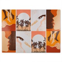 Benjamin Tate Design Abstract & floral collages, landscape scenes Designer Glass Chopping Board in Natural
