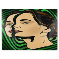 Benjamin Tate Design Portrait of woman Designer Glass Chopping Board in Natural