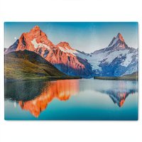 Benjamin Tate Design Fantastic evening panorama of Bachalp lake Designer Glass Chopping Board in Natural