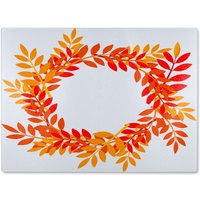 Benjamin Tate Design Orange & Red Autumn Leaves Glass Chopping Board in Natural
