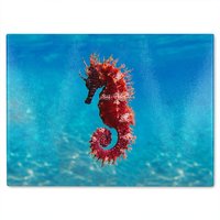 Benjamin Tate Design Mediterranean Seahorse Designer Glass Chopping Board in Natural