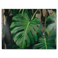 Benjamin Tate Design Monstera Leaves in home interior Designer Glass Chopping Board in Natural