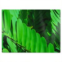 Benjamin Tate Design Natural dark green leaves, long slender green leaves Designer Glass Chopping Board