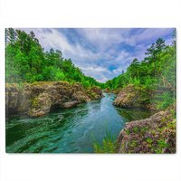 Benjamin Tate Design River in mountain forest landscape Designer Glass Chopping Board in Natural