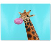 Benjamin Tate Design Bubble gum on color background Designer Glass Chopping Board in Natural