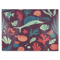 Benjamin Tate Design Sealife Designer Glass Chopping Board in Natural