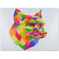 Benjamin Tate Design Amazing Illustration Dog Pop Art Designer Glass Chopping Board in Natural