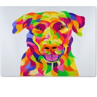 Benjamin Tate Design Amazing Illustration of Dog Pop Art Designer Glass Chopping Board in Natural