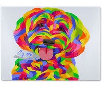 Benjamin Tate Design Animal Dog Illustration Pop Art Designer Glass Chopping Board in Natural