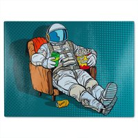 Benjamin Tate Design loneliness in space. Pop art retro Designer Glass Chopping Board in Natural