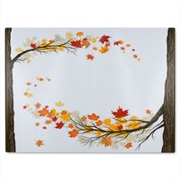 Benjamin Tate Design Autumn Trees Glass Chopping Board in Natural