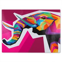 Benjamin Tate Design Colorful illustration of Elephant head in WPAP style Designer Glass Chopping Board in Natural