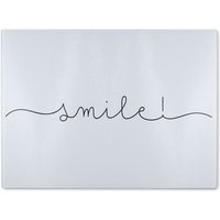 Benjamin Tate Design Text Smile Designer Glass Chopping Board in Natural