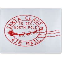 Benjamin Tate Design Santa Claus Air Mail Dining Glass Chopping Board in Natural