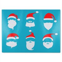 Benjamin Tate Design Santa Hats Dining Glass Chopping Board in Natural