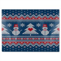 Benjamin Tate Design Winter Holiday Sweater Design Dining Glass Chopping Board in Natural