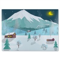 Benjamin Tate Design Winter Landscape Dining Glass Chopping Board in Natural